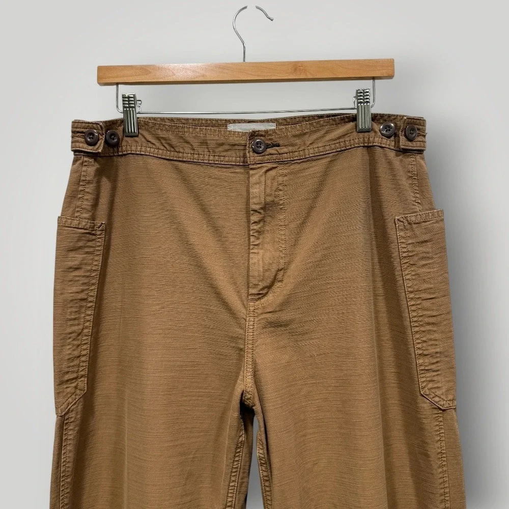 Everlane Fatigue Barrel Pants Brown Organic Cotton Linen Utility  Leg Womens 12